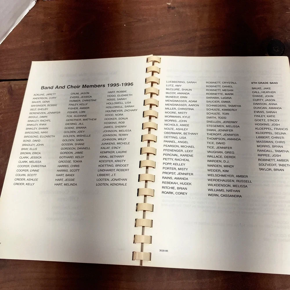 What's Cookin' At Cole RV School 1995-96 Cookbook Music Boosters Spiral Bound